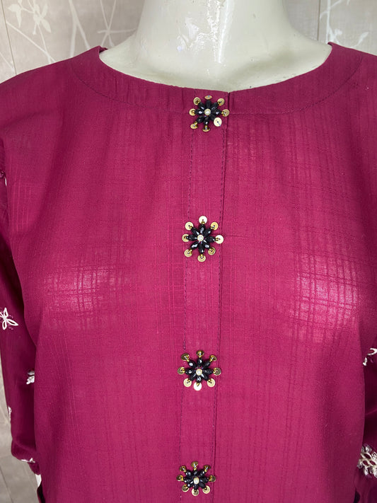 2PC Embroidered Stitched Suit | Breathable Fabric