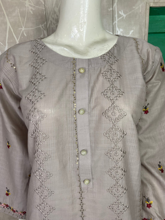 2PC Embroidered Stitched Suit | Breathable Fabric