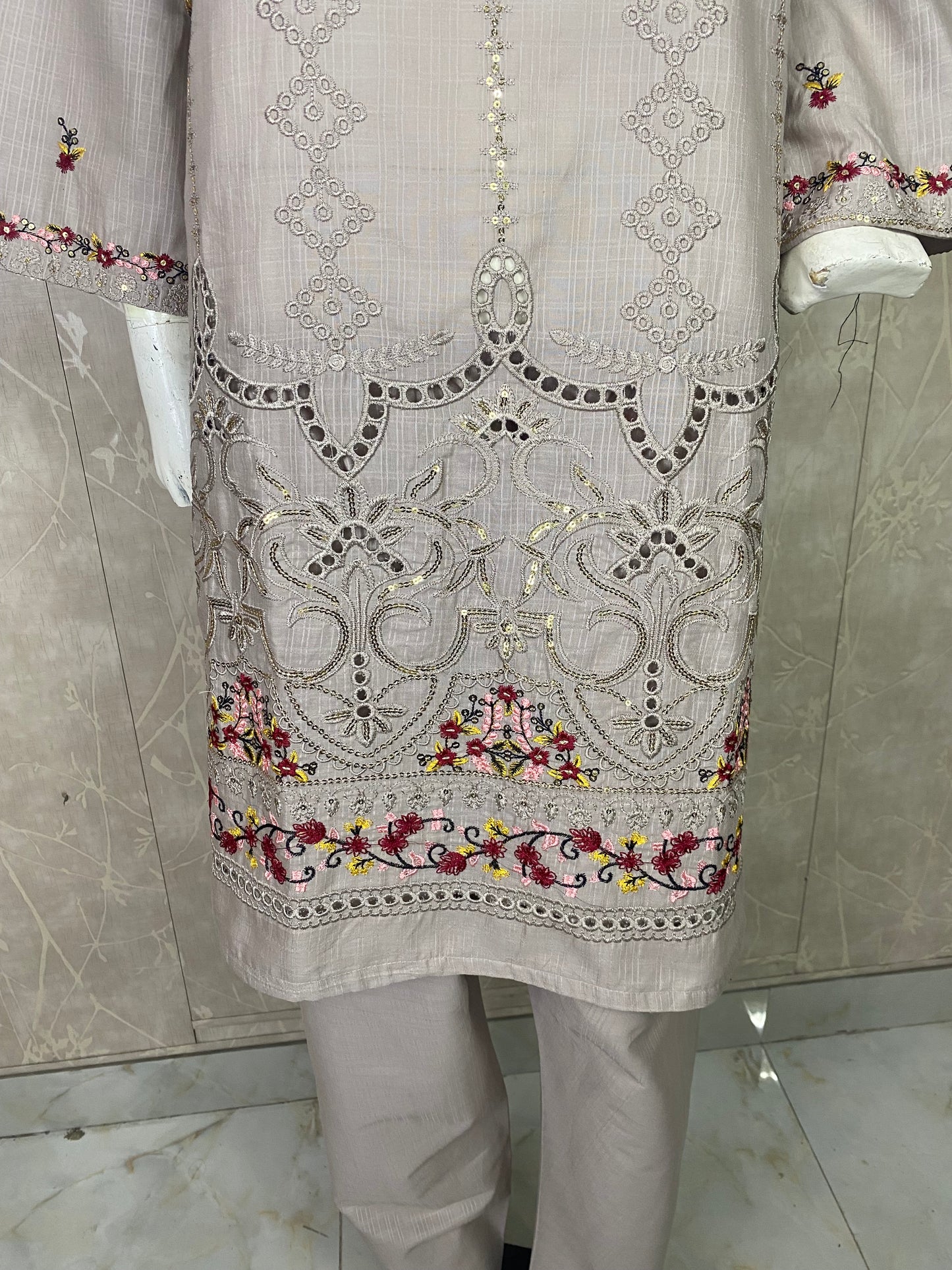 2PC Embroidered Stitched Suit | Breathable Fabric