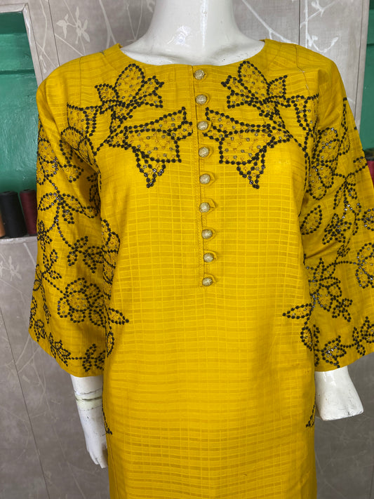 2PC Embroidered Stitched Suit | Breathable Fabric