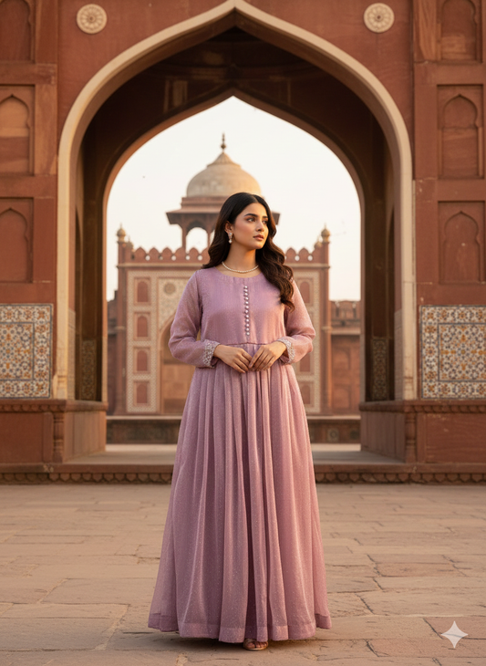 3-Piece – Crinkle Sheesha Silk Maxi Stitched Light Purple