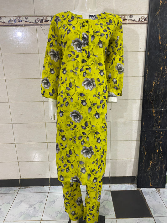 floral stitched 2-piece lawn suit for women – summer ready-to-wear by R&M Textile