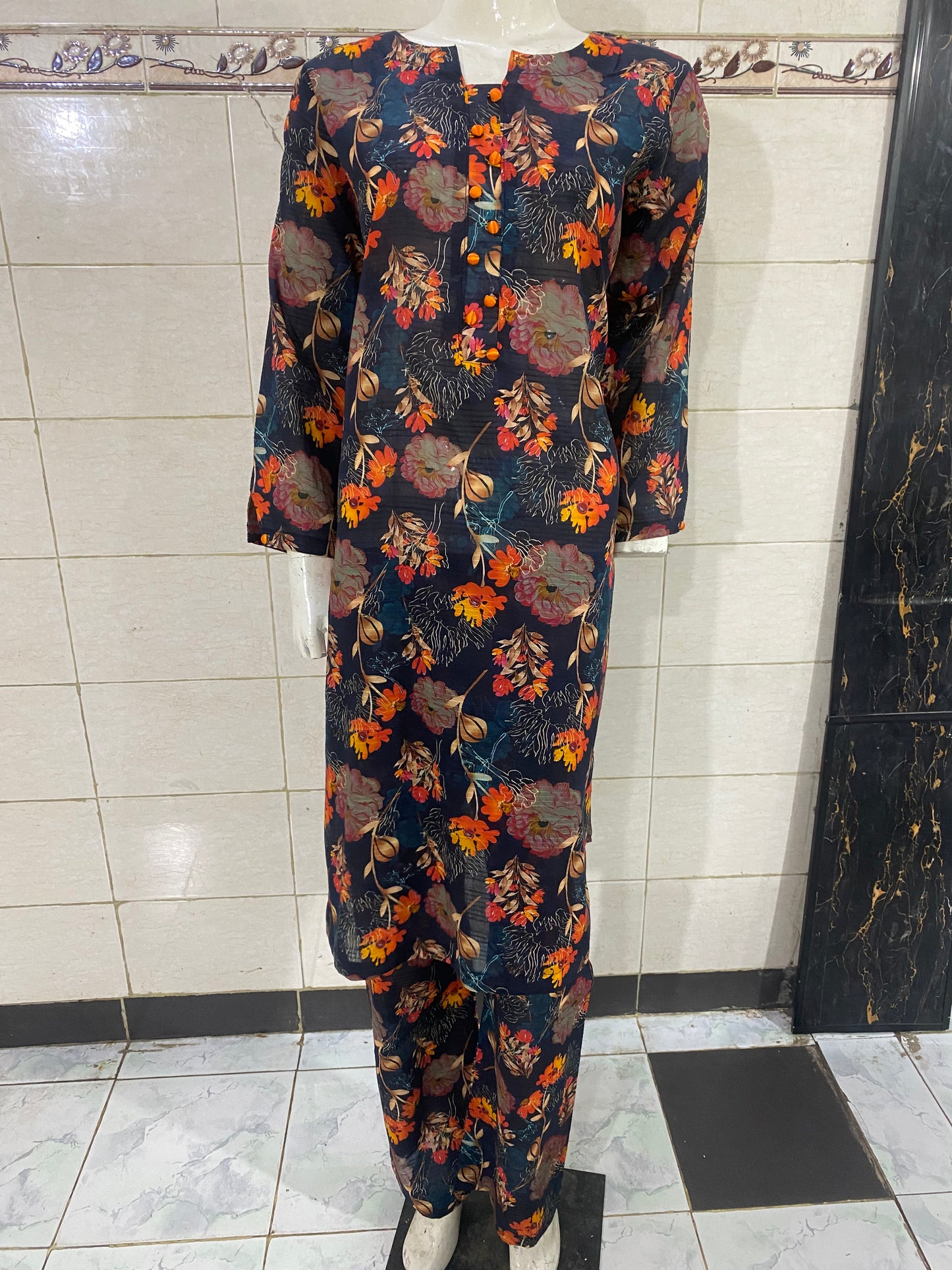 floral stitched 2-piece lawn suit for women – summer ready-to-wear by R&M Textile