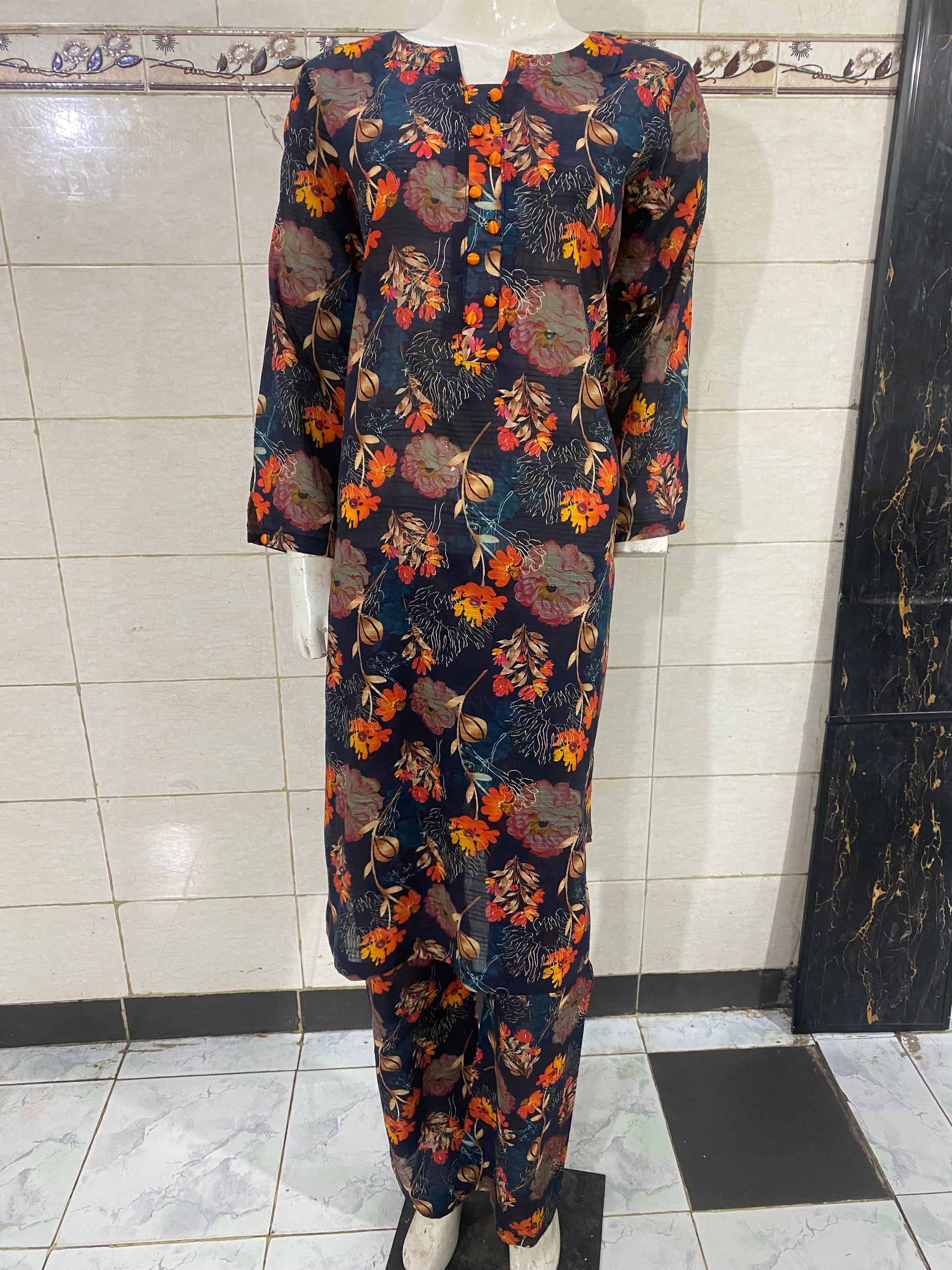 floral stitched 2-piece lawn suit for women – summer ready-to-wear by R&M Textile