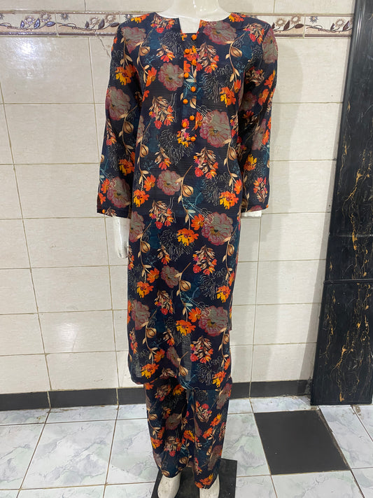 floral stitched 2-piece lawn suit for women – summer ready-to-wear by R&M Textile
