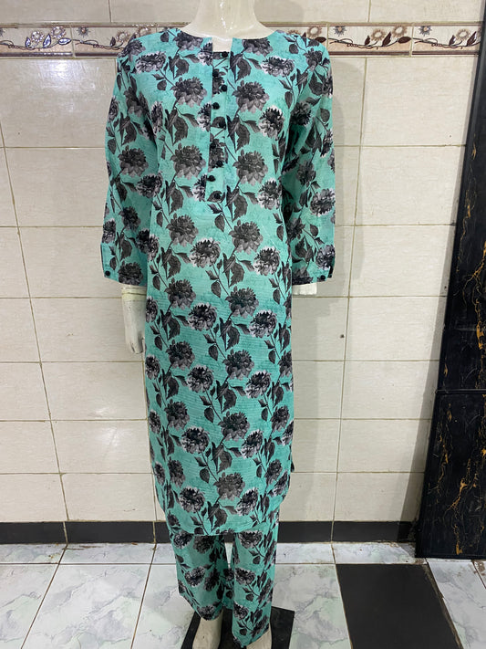 floral stitched 2-piece lawn suit for women – summer ready-to-wear by R&M Textile