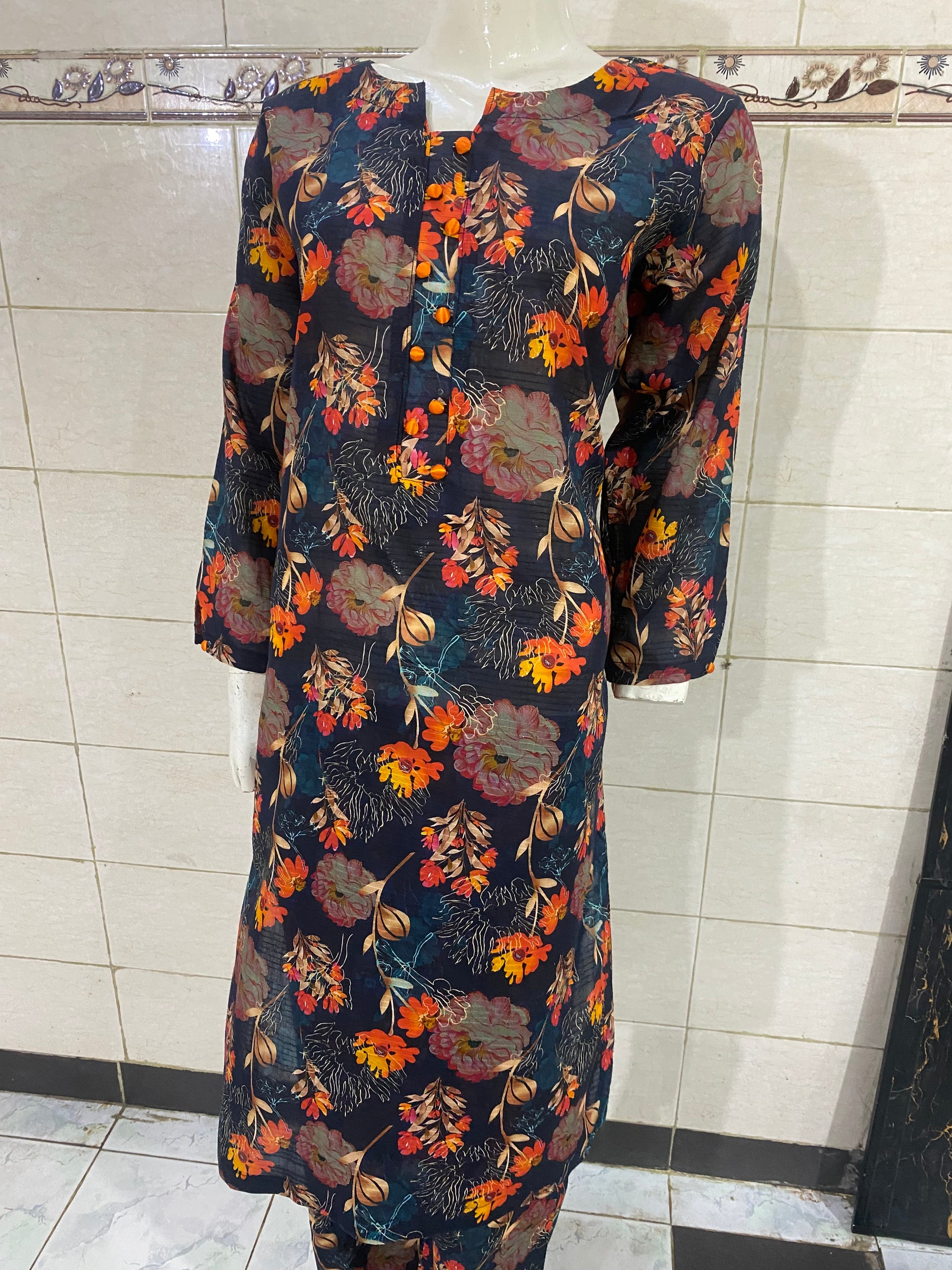 floral stitched 2-piece lawn suit for women – summer ready-to-wear by R&M Textile