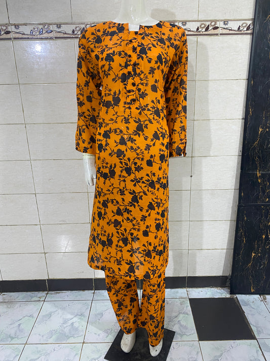 floral stitched 2-piece lawn suit for women – summer ready-to-wear by R&M Textile