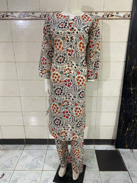 floral stitched 2-piece lawn suit for women – summer ready-to-wear by R&M Textile