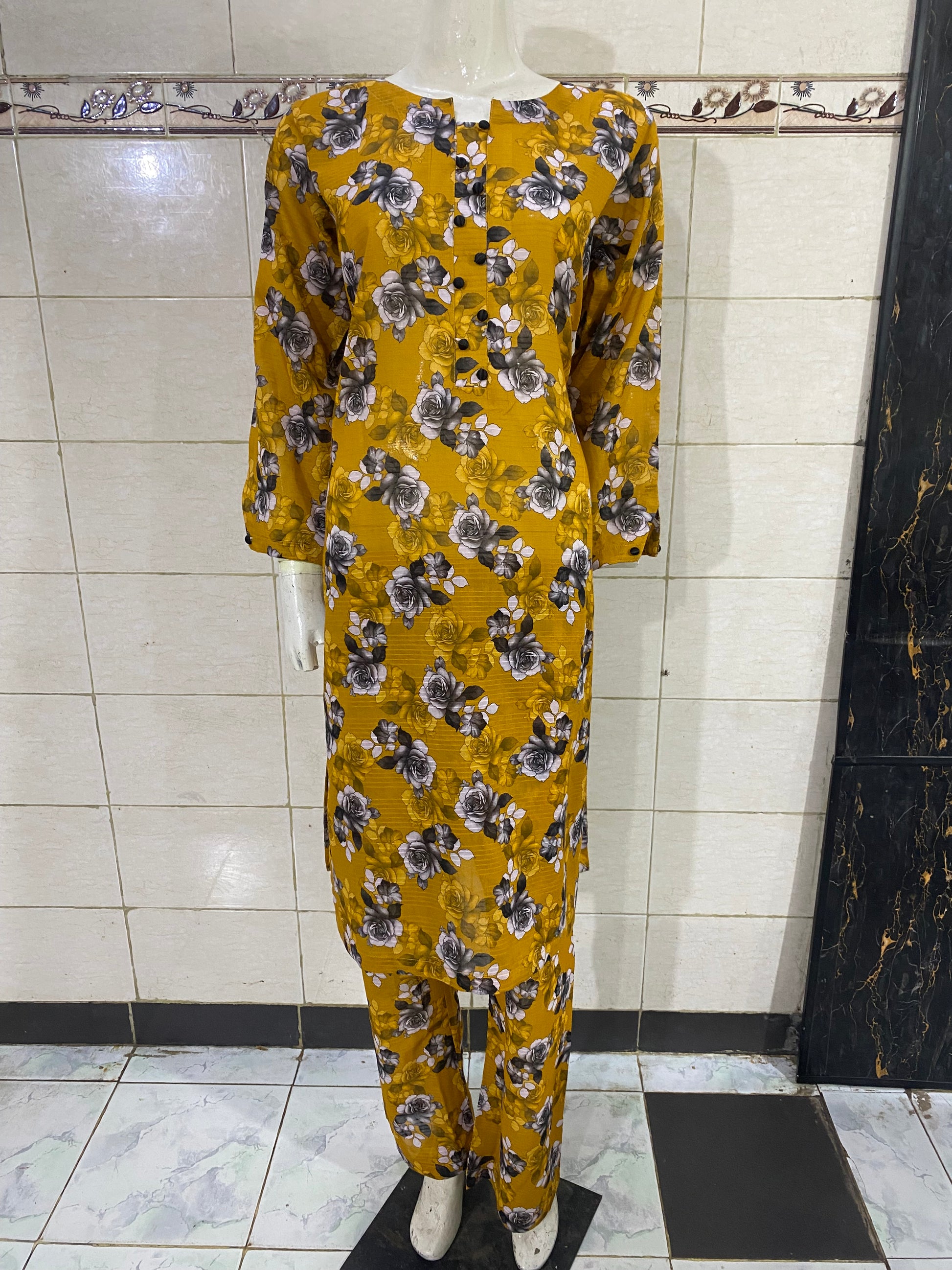 floral stitched 2-piece lawn suit for women – summer ready-to-wear by R&M Textile