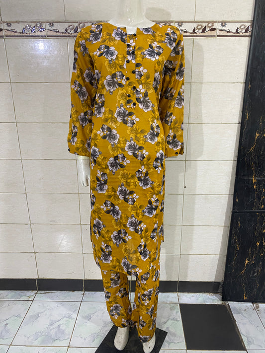 floral stitched 2-piece lawn suit for women – summer ready-to-wear by R&M Textile