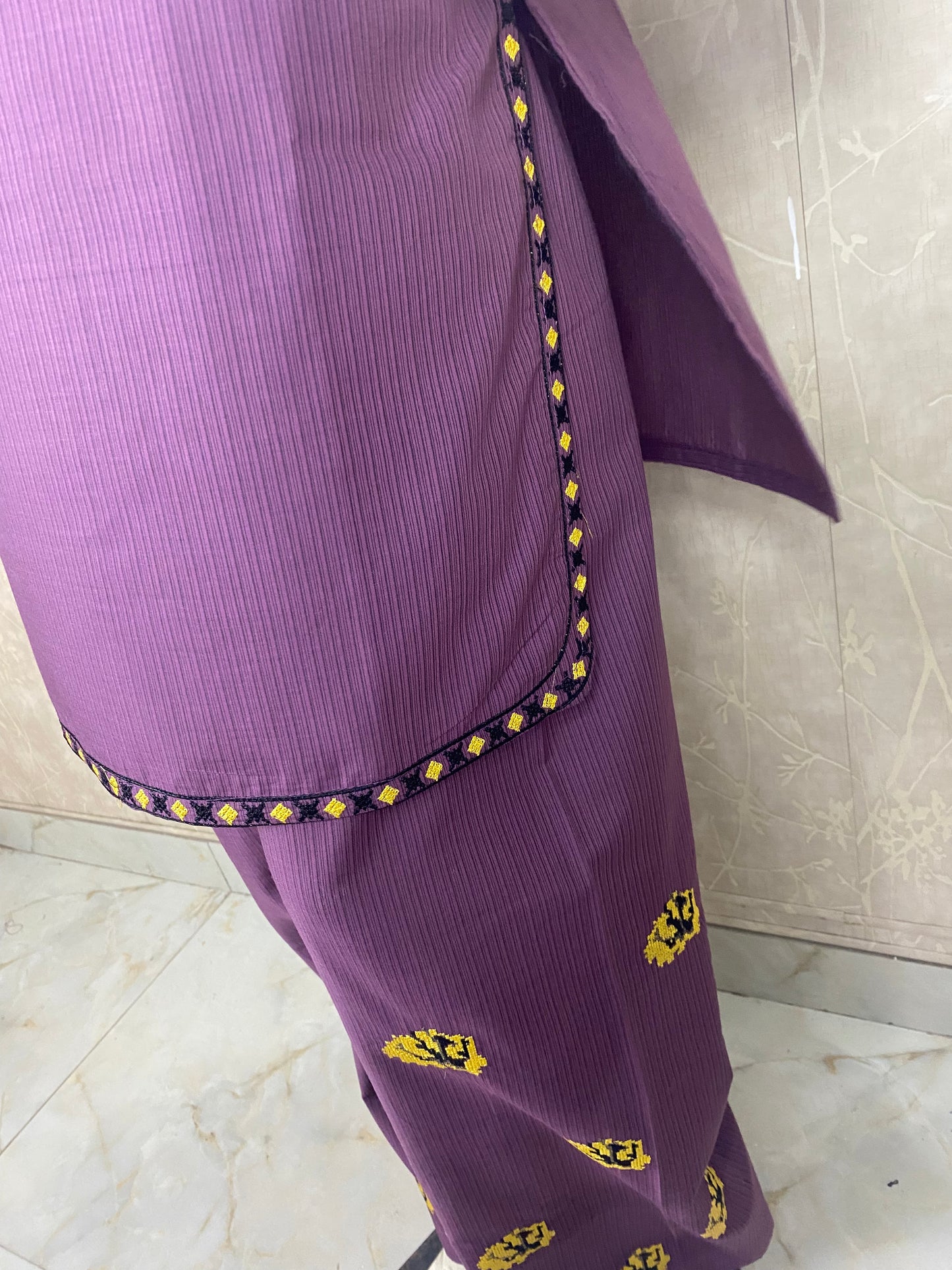 2PC Embroidered Stitched Suit  | Breathable Fabric
