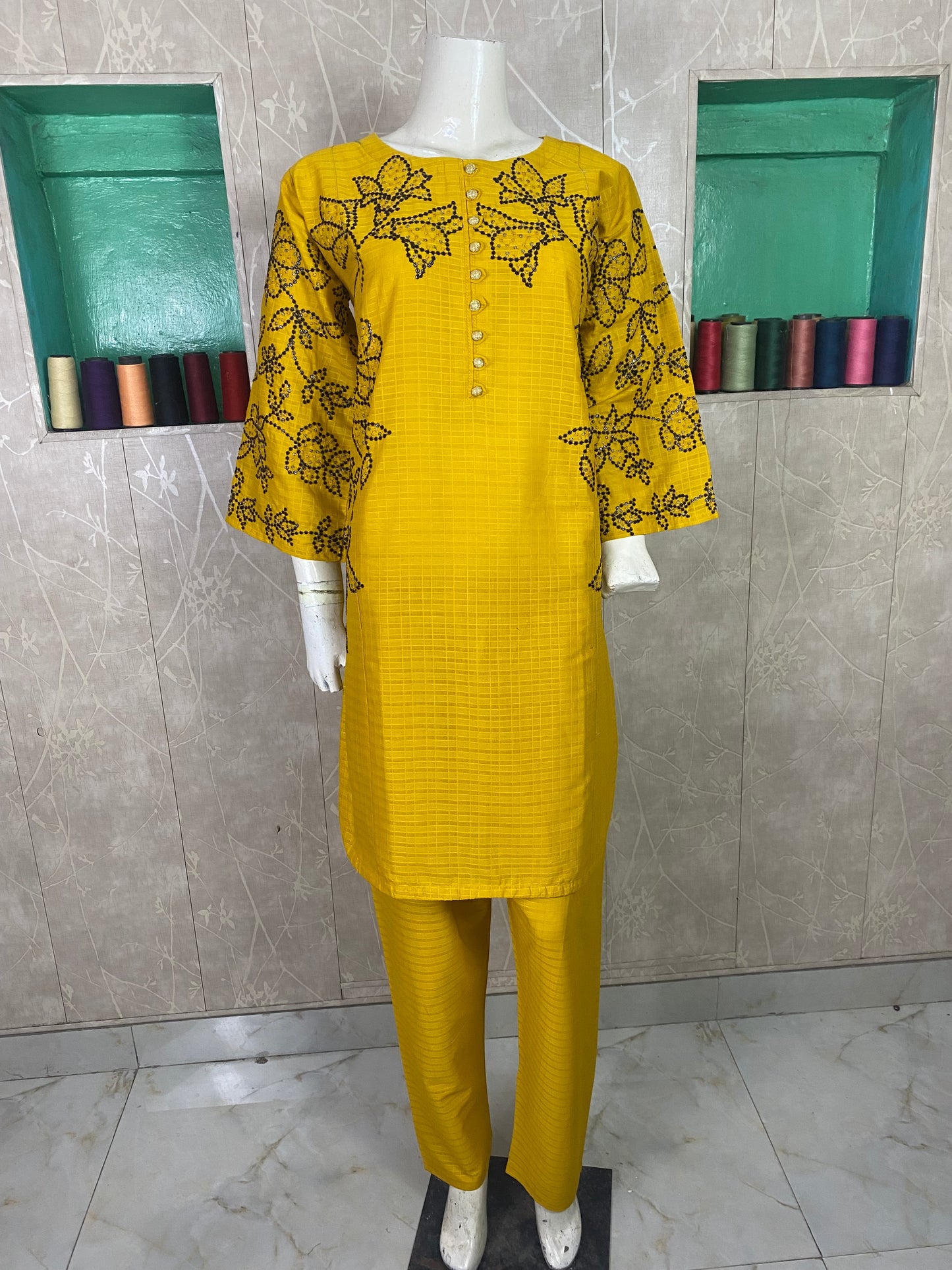 2PC Embroidered Stitched Suit  | Breathable Fabric