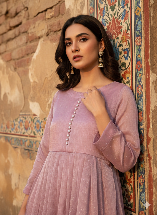 3-Piece – Crinkle Sheesha Silk Maxi Stitched Light Purple