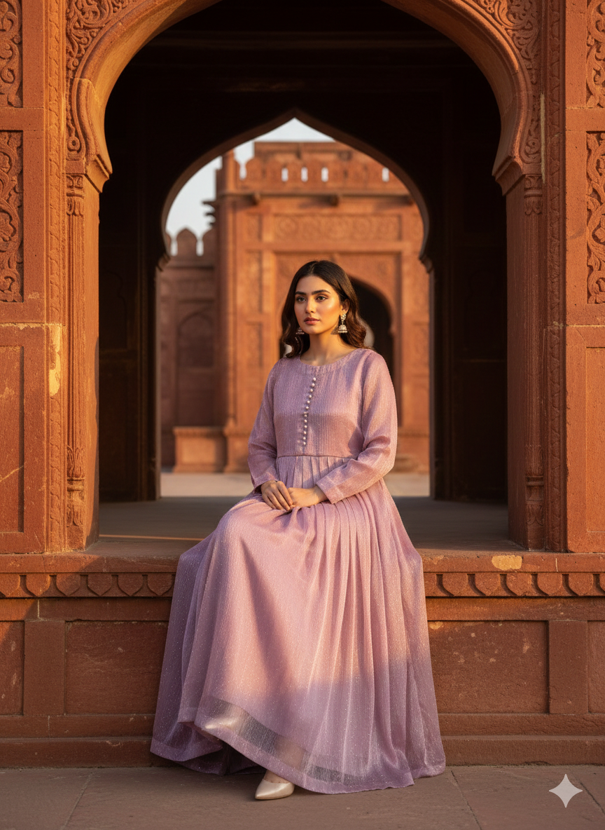 3-Piece – Crinkle Sheesha Silk Maxi Stitched Light Purple