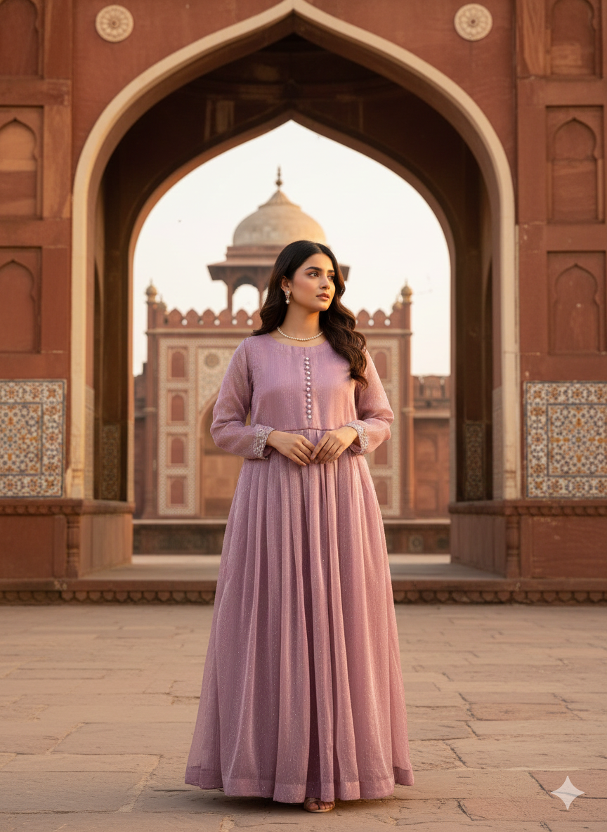 3-Piece – Crinkle Sheesha Silk Maxi Stitched Light Purple