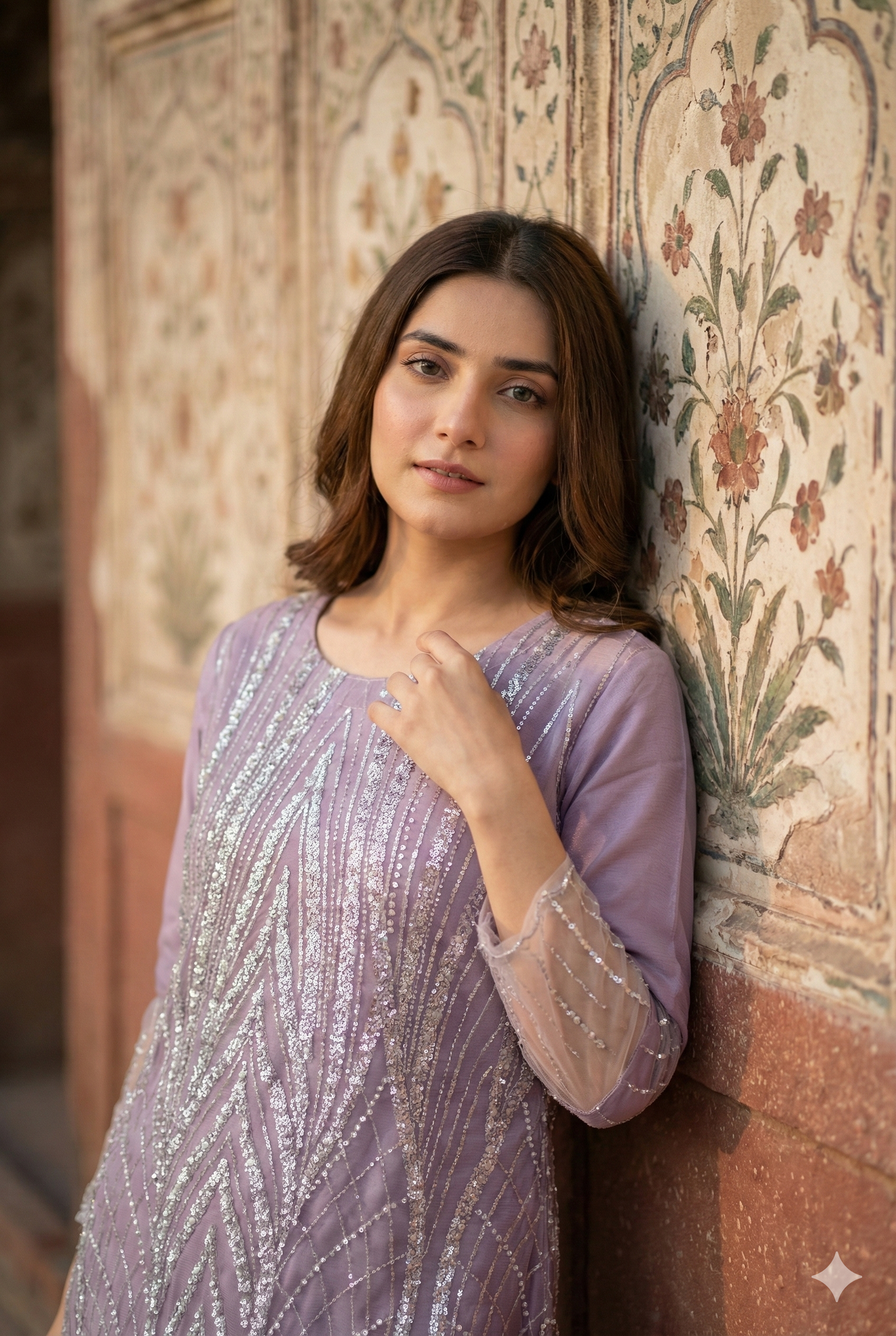 3-PC Heavy Cut Dana & Sequin Embroidered Net Suit Stitched - Purple