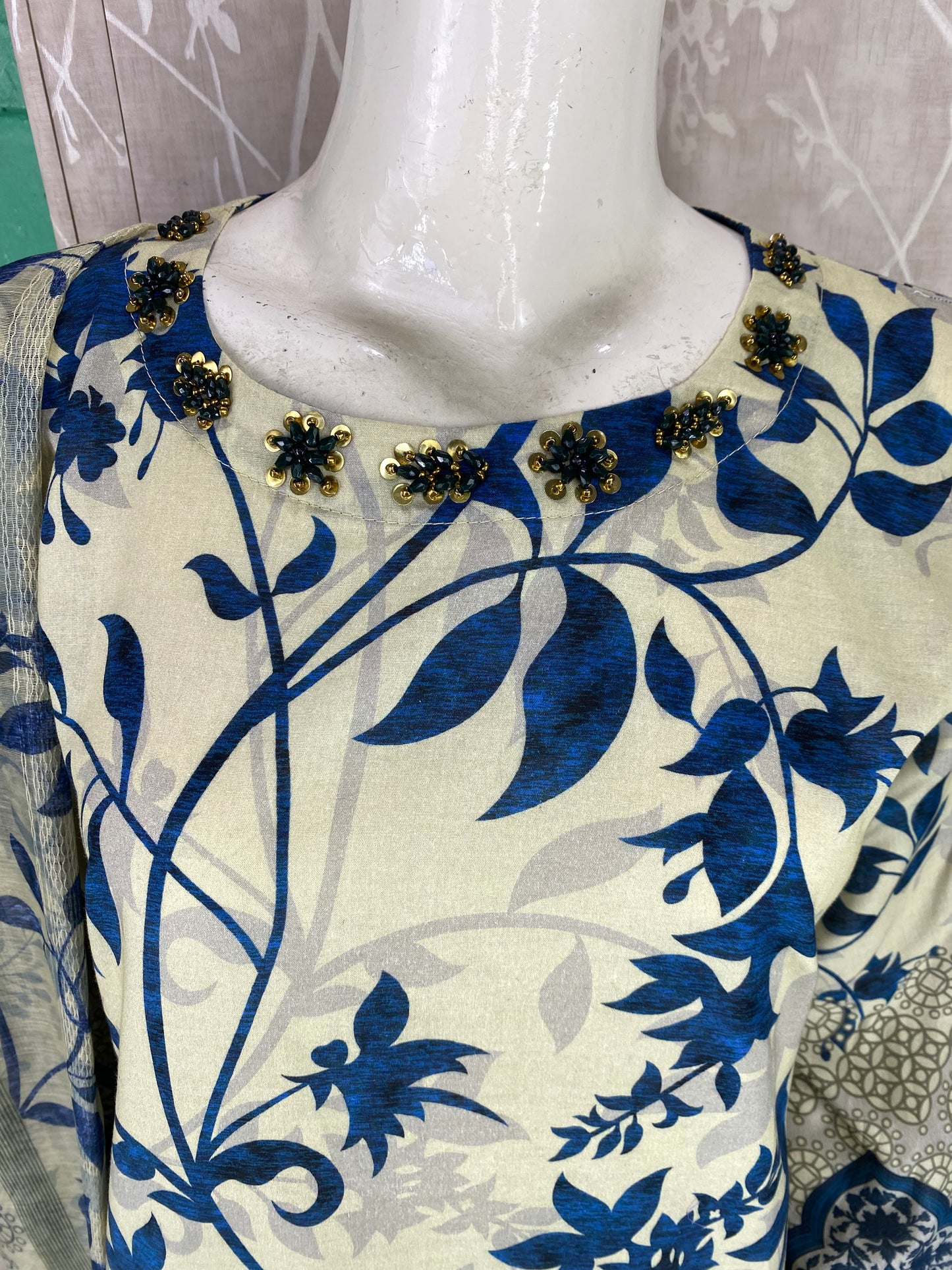 3PC Stitched Suit – Digital Printed Premium Lawn with Hand Embellished Neckline