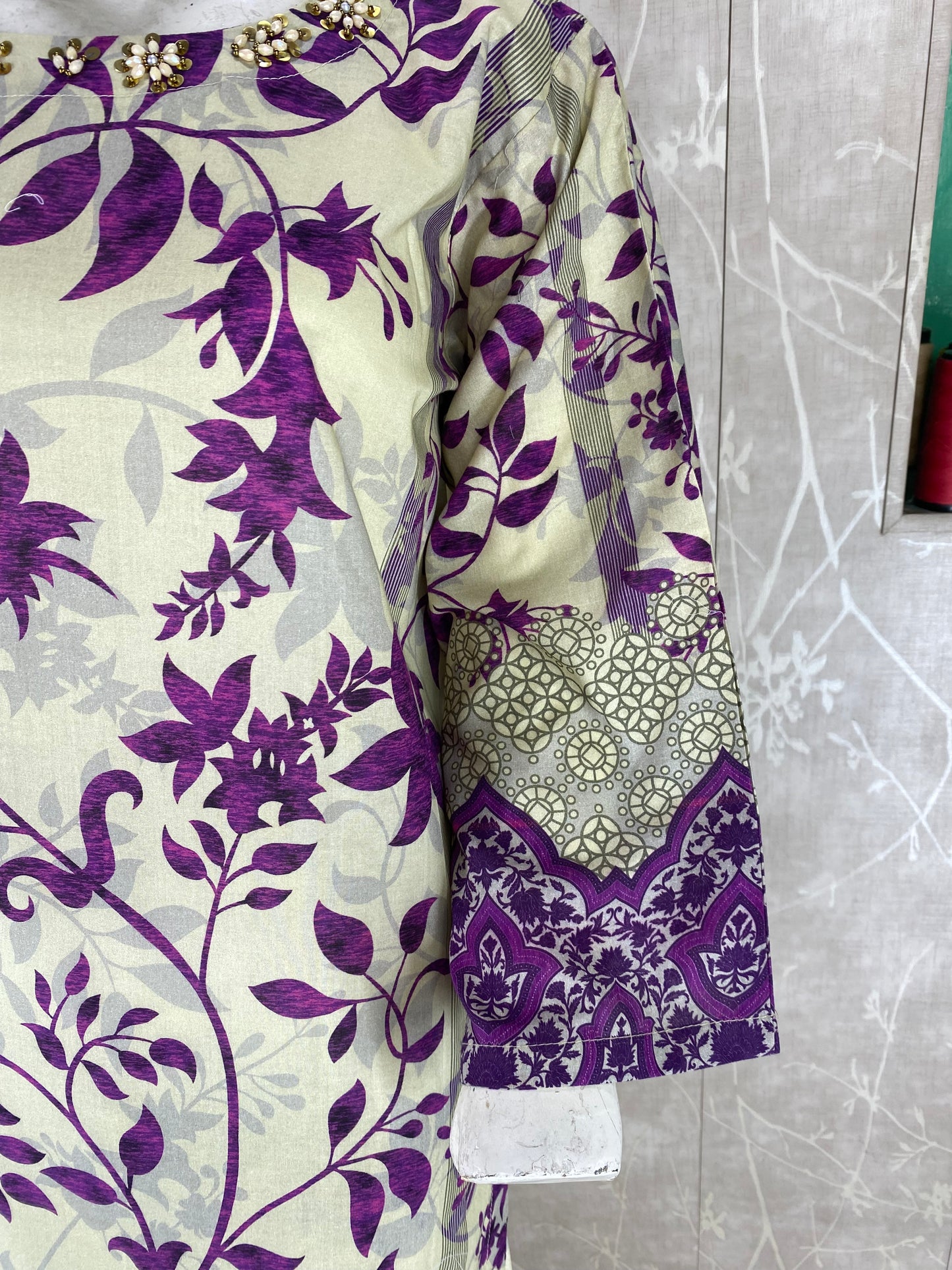 3PC Stitched Suit – Digital Printed Premium Lawn with Hand Embellished Neckline