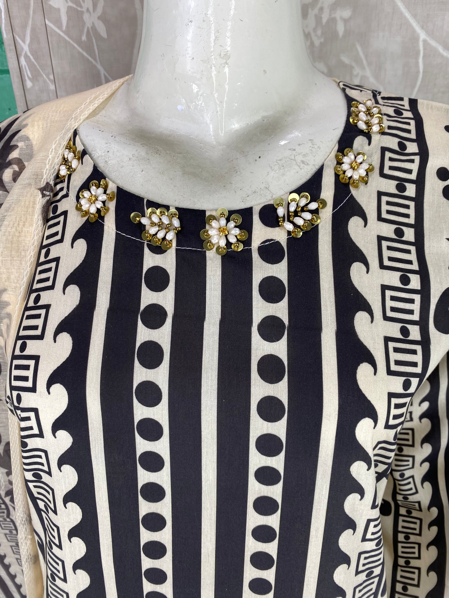 3PC Stitched Suit – Digital Printed Premium Lawn with Hand Embellished Neckline