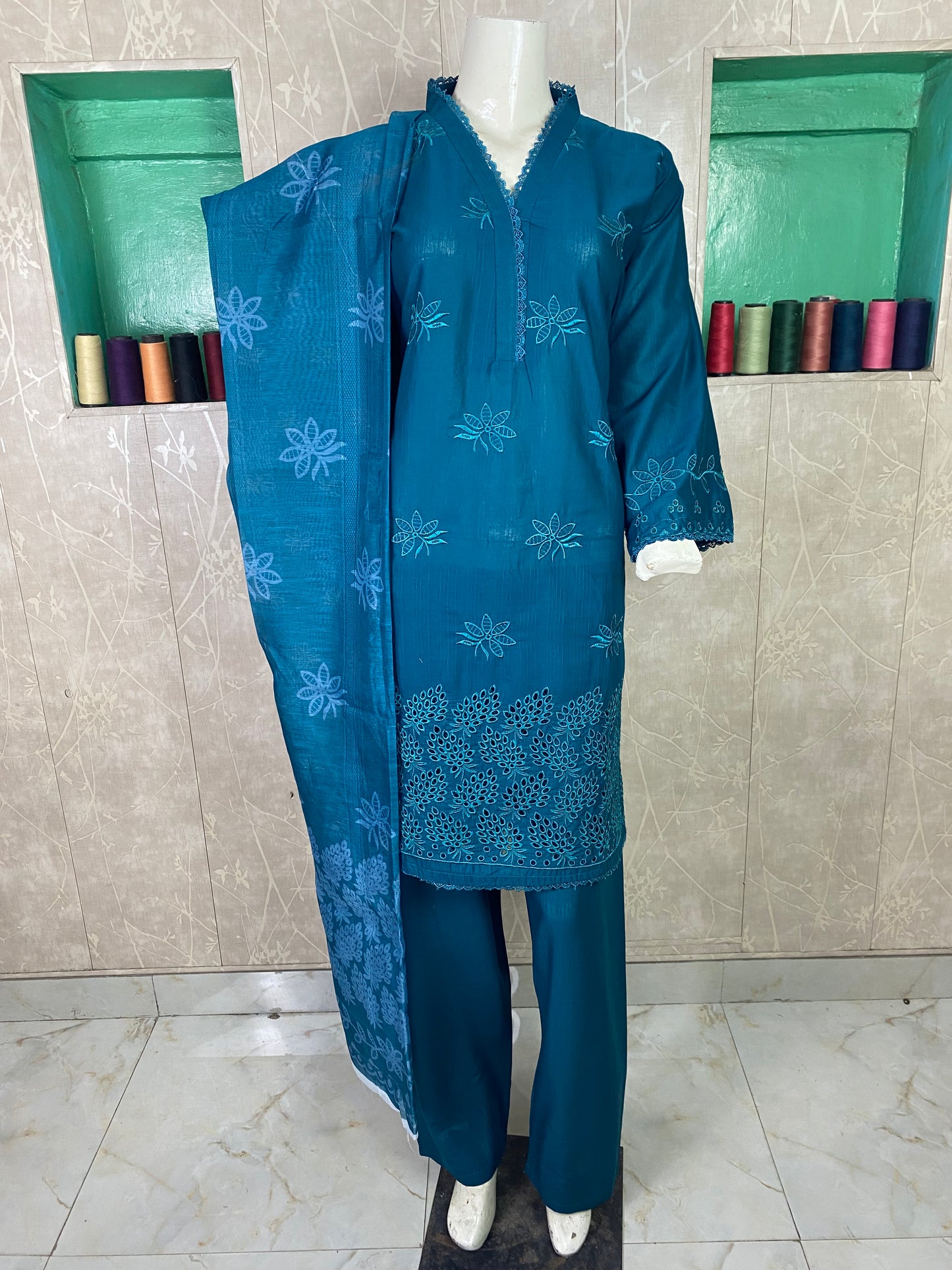 3PC Embroidered Stitched Suit  | Breathable Fabric