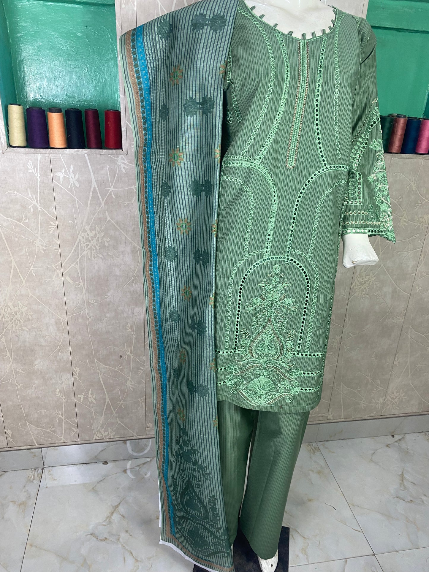 3PC Embroidered Stitched Suit  | Breathable Fabric