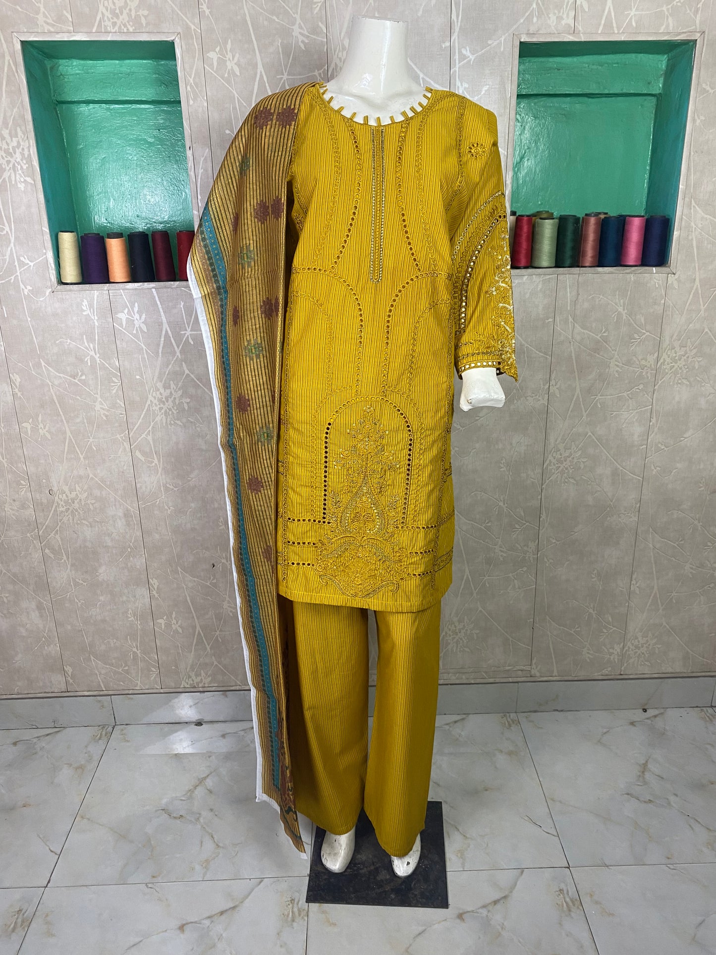 3PC Embroidered Stitched Suit  | Breathable Fabric