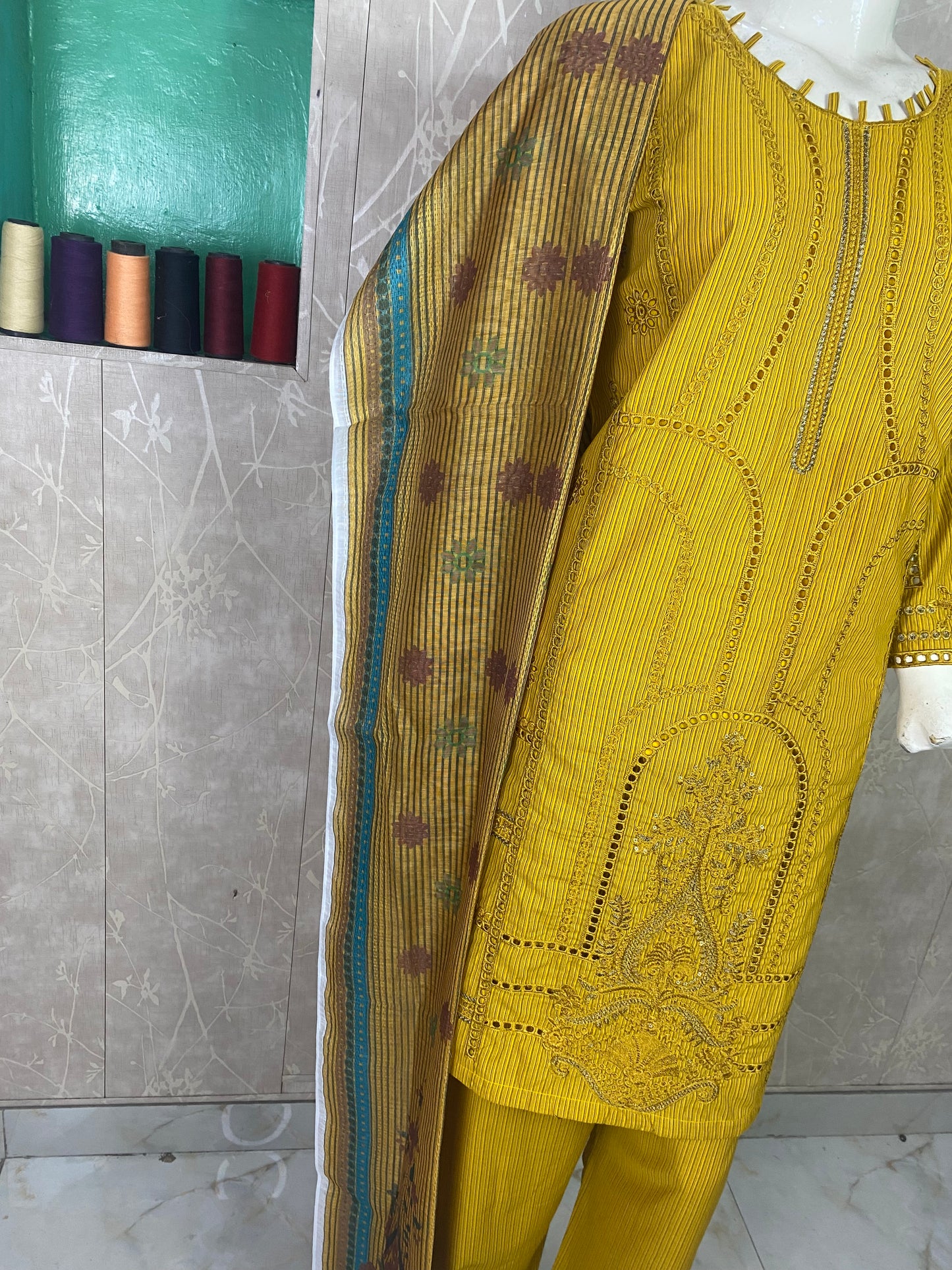 3PC Embroidered Stitched Suit  | Breathable Fabric