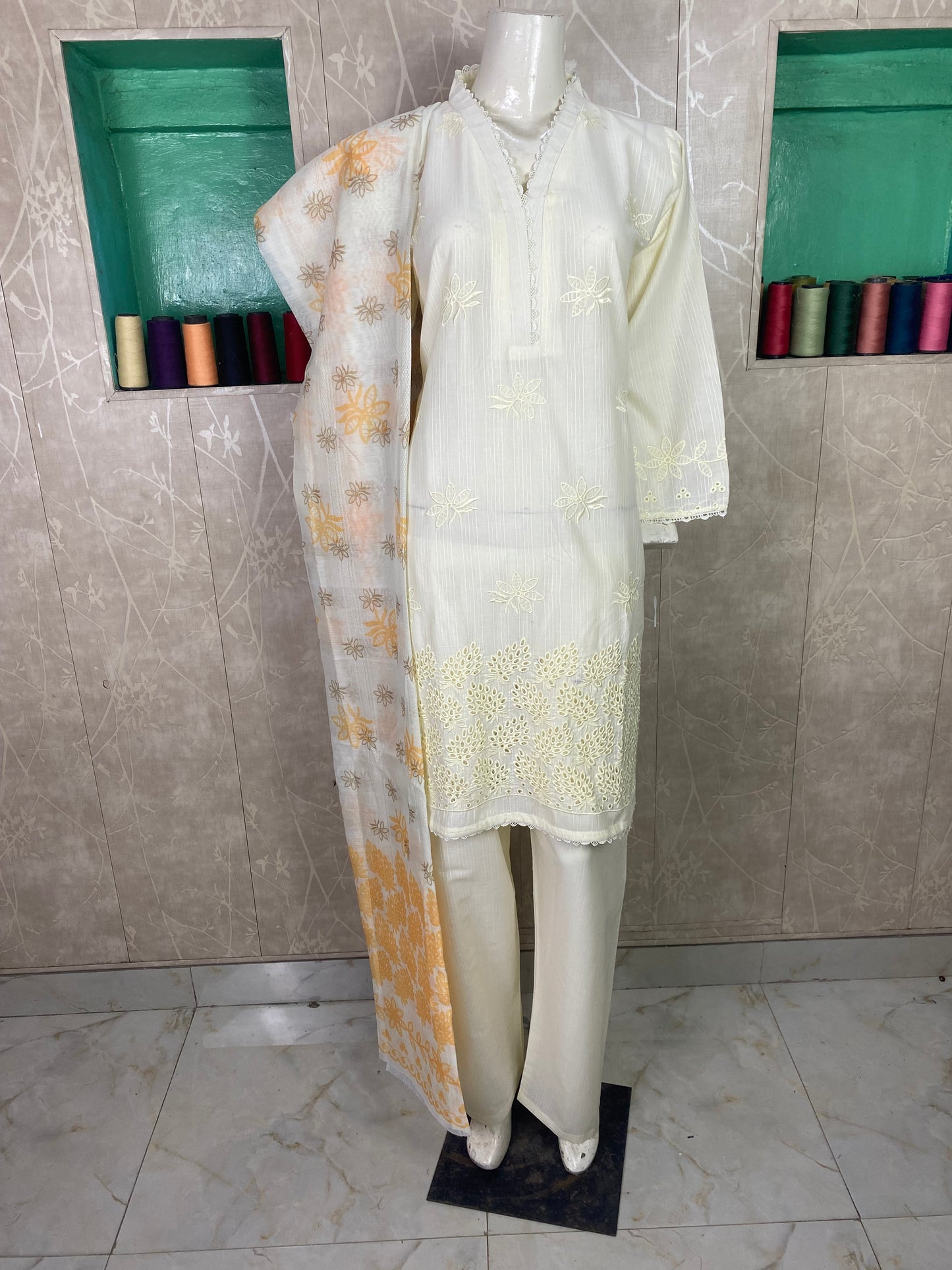 3PC Embroidered Stitched Suit  | Breathable Fabric