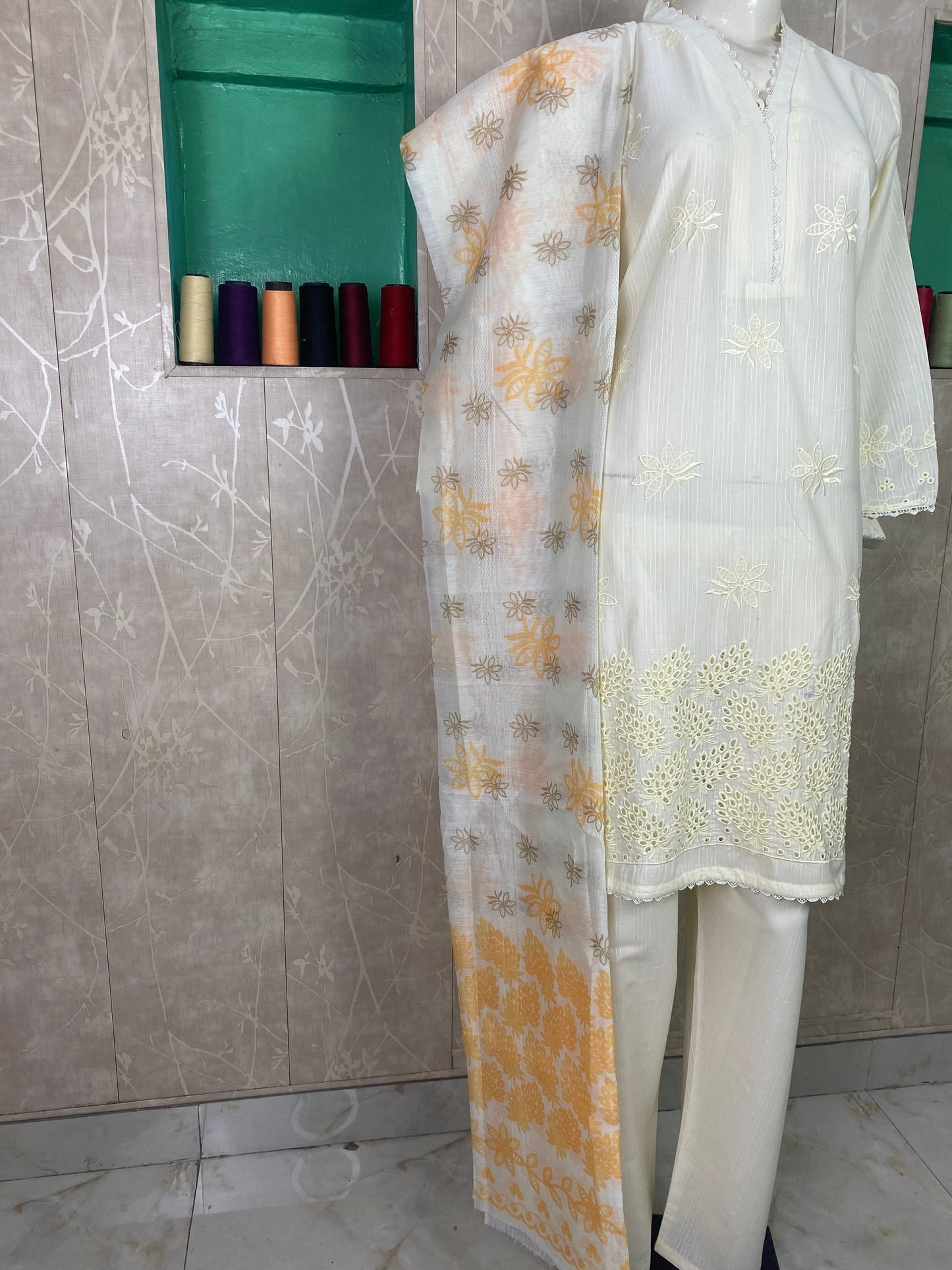 3PC Embroidered Stitched Suit  | Breathable Fabric
