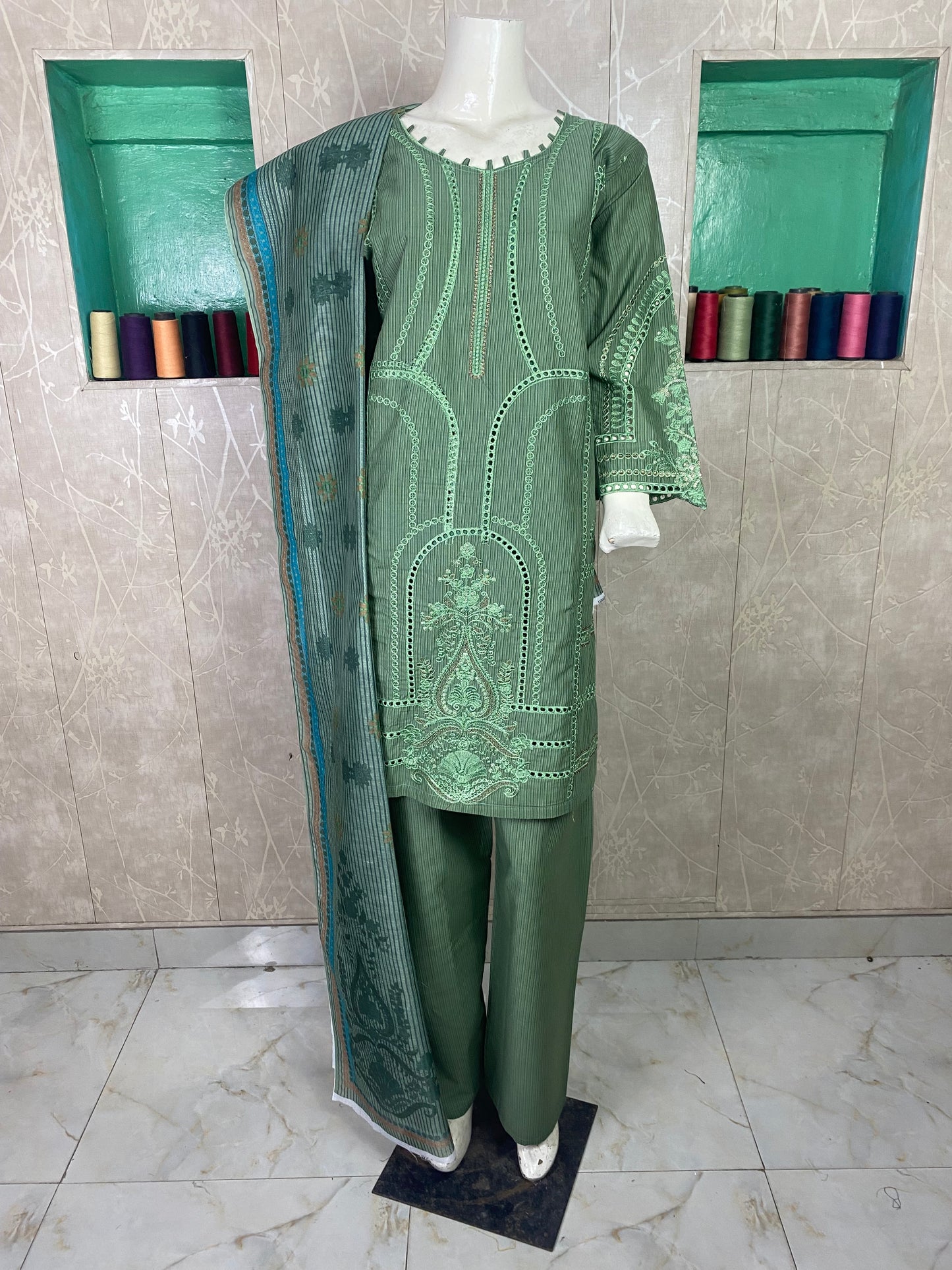 3PC Embroidered Stitched Suit  | Breathable Fabric