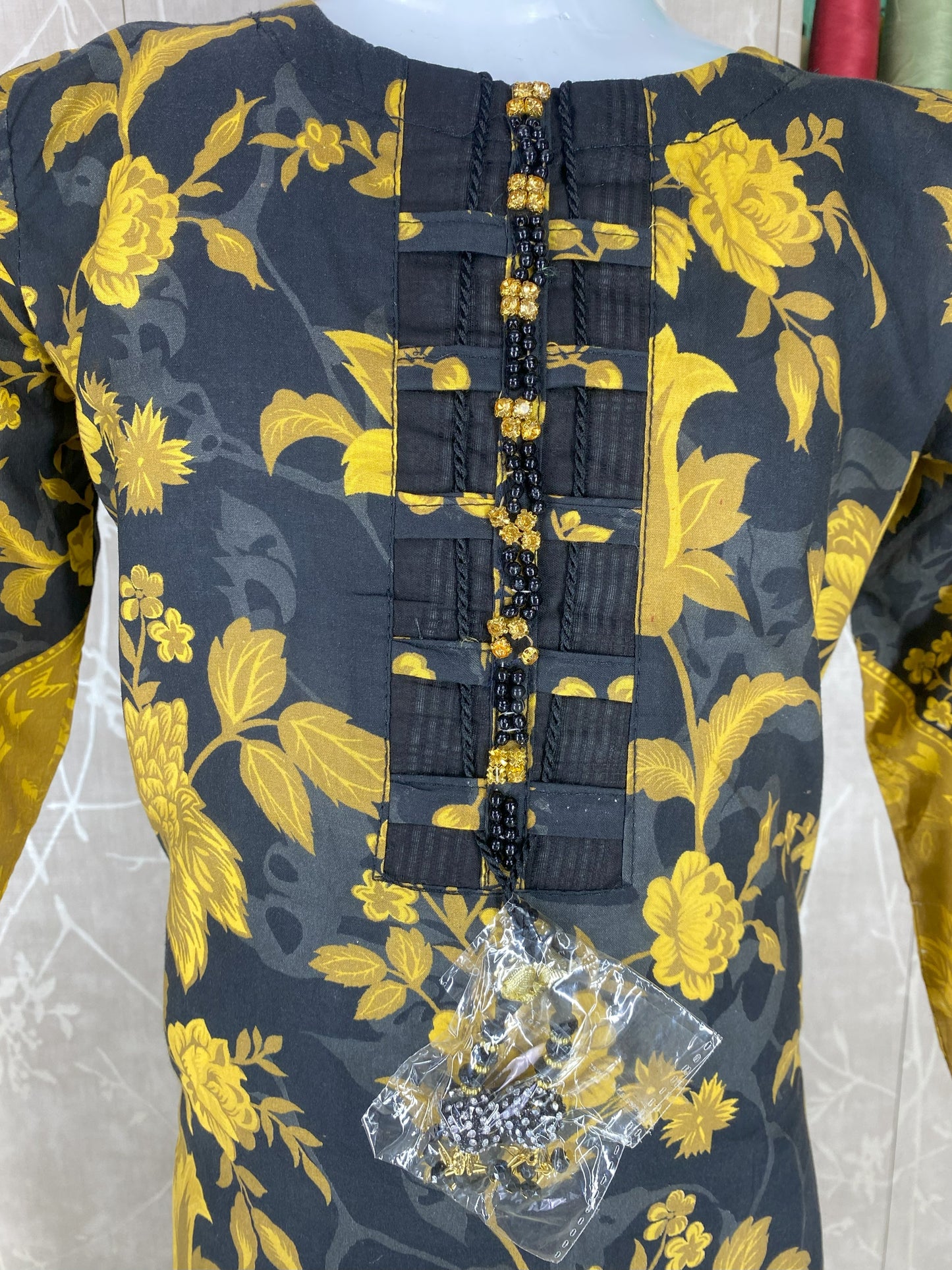 Kids 2PC Stitched Lawn Suit – Embroidered Sleeves & Daman | Fancy Tassel Neckline