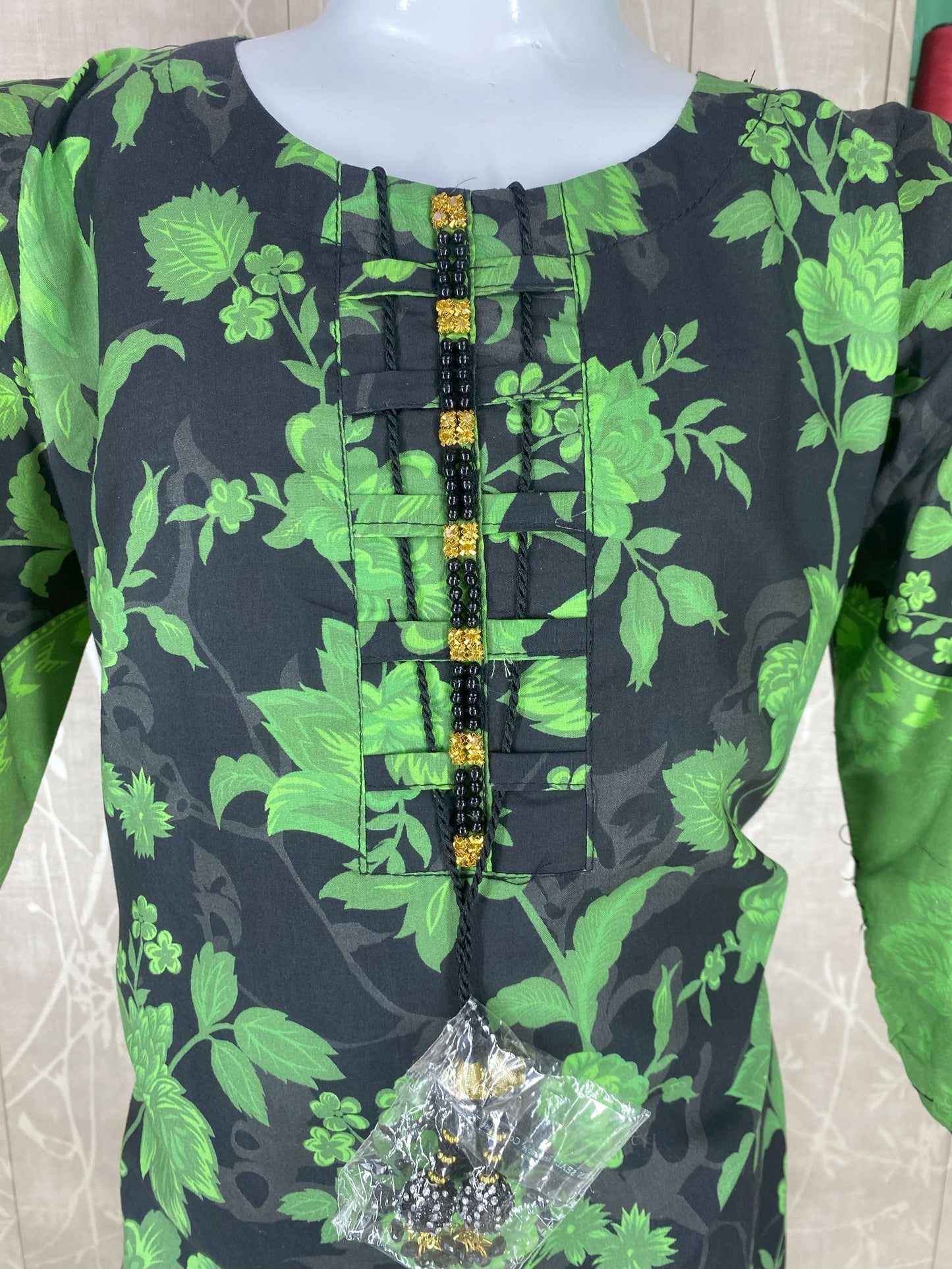 Kids 2PC Stitched Lawn Suit – Embroidered Sleeves & Daman | Fancy Tassel Neckline